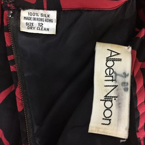 Albert Nipon 80s Silk Chiffon Pleated Flare Dress - Picture 8 of 8